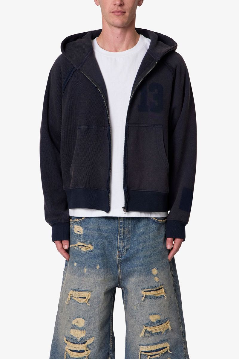 Mnml Half&Half Zip Up Hoodie
