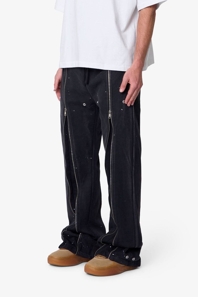 Mnml Rivet Zipper Flare Sweatpants