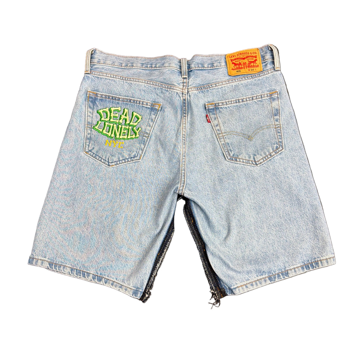 Dead Lonely Green Skull&Bone Denim Shorts
