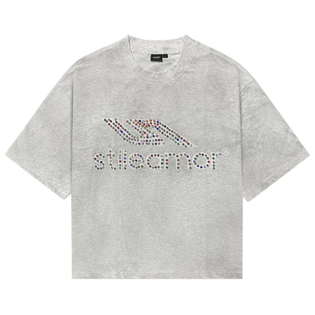 Stile De Amor Grey Colorato Rhinestone T-Shirt